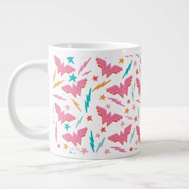 Wonder Woman Rosa Logotyp och Blixtmönster Jumbo Mugg (Vänster)