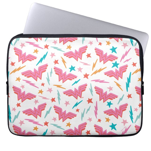Wonder Woman Rosa Logotyp och Blixtmönster Laptop Fodral (Framsidan)