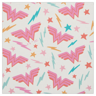 Wonder Woman Rosa Logotyp och Blixtmönster Tyg