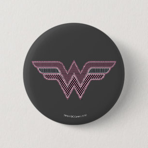 Wonder Woman Rosa och Svarta Rutmönster Logo Knapp