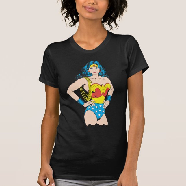 Wonder Woman | Vintage Pose with Lasso Tee Shirt (Framsida)
