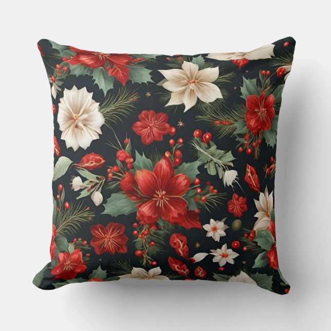 Wonderful Christmas Amaryllis, Poinsettia, Holly Kudde (Framsida)