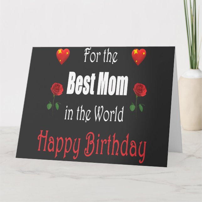 Wonderful cute Mom Birthday with Heart and Flower Kort (Framsida)