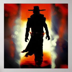 WONDERFUL GUNSLINGER COWBOY IN DESERT POSTER
