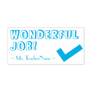 "WONDERFUL JOBB!" + Anpassningsbar Tutor Namn själ Självfärgande Stämpel