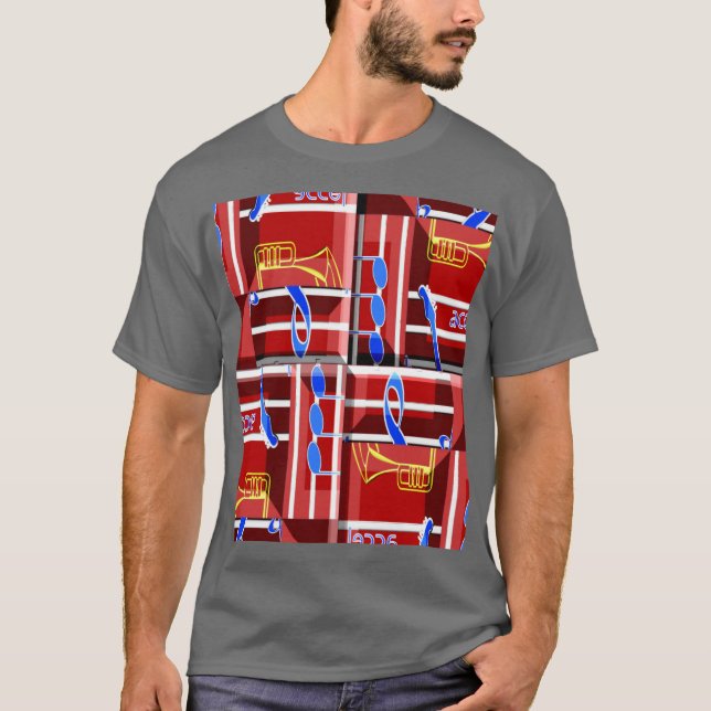 Wonderful Music Blue Summer Vibes Geometric Romant T Shirt (Framsida)