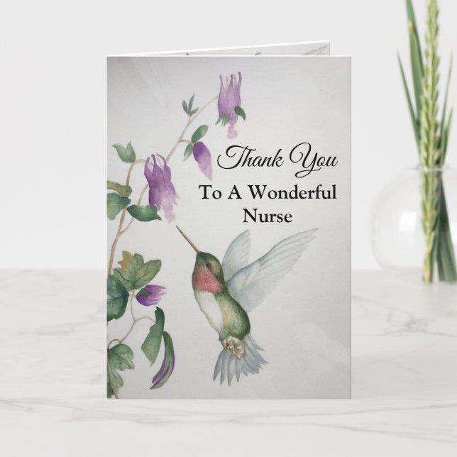 Wonderful Nurse Tack Hummingbird Garden Kort (Framsida)