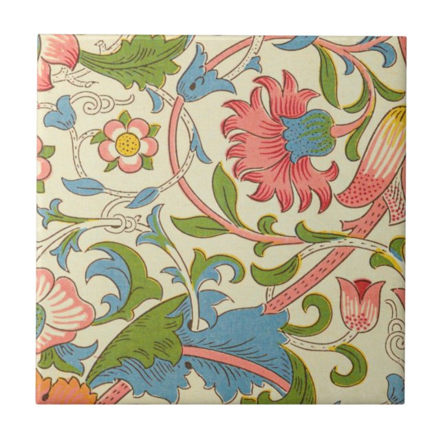 Wonderful pastel retro William Morris blommigt Kakelplatta (Framsidan)