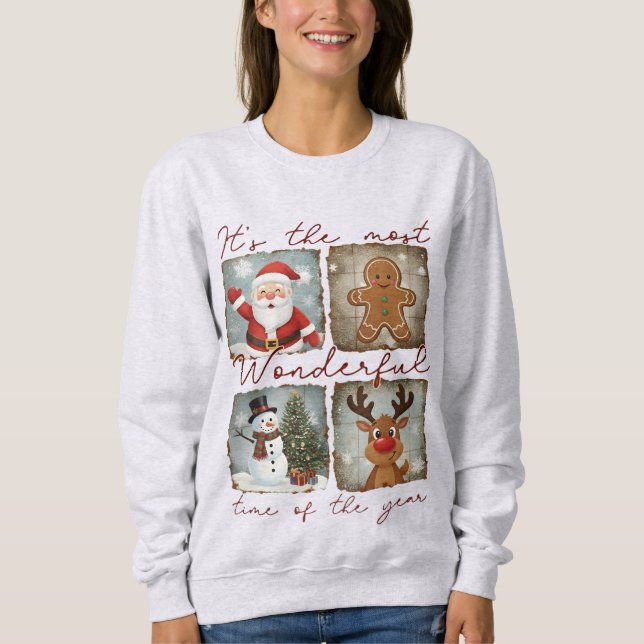 Wonderful Time Christmas Icons Nostalgia Gift T Shirt (Framsida)
