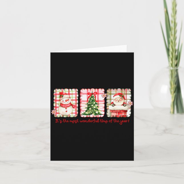 Wonderful Time Of Year Merry Xmas Santa Snowman Xm Kort (Framsida)