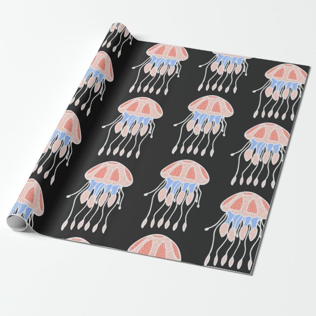 Wonderful vintage seamless pattern of jellyfish. B Presentpapper (Utrullad)