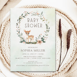Wonderful Woodland Deer Baby Shower Inbjudningar