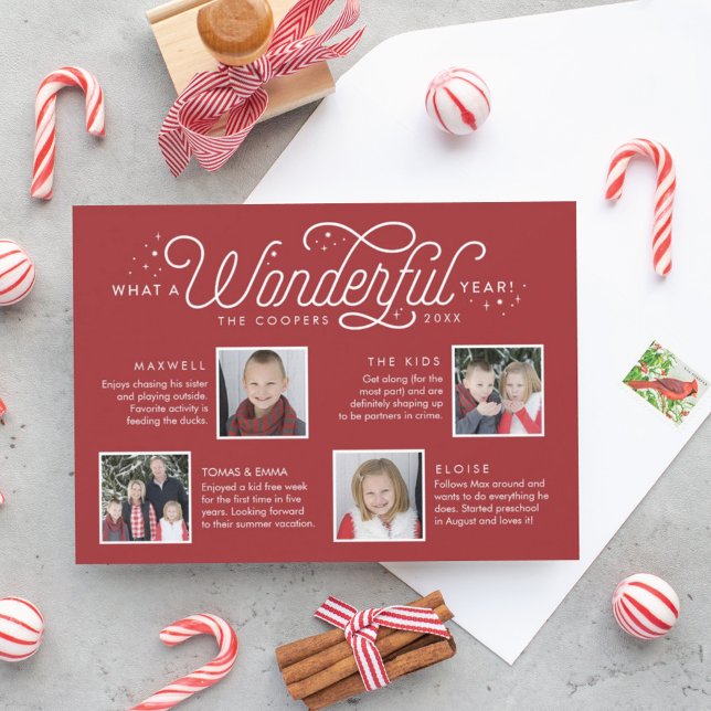 Wonderful Year in Review Family Newsletter Photo Julkort (Skapare uppladdad)
