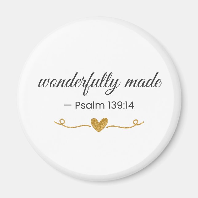  Wonderfully Made – Psalm 139:14 Magnet (Framsidan)
