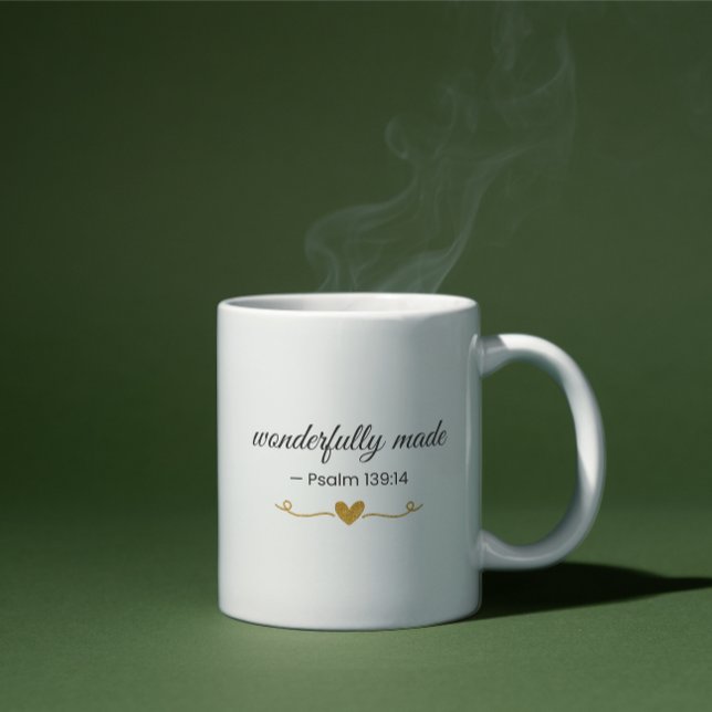 Wonderfully Made – Psalm 139:14 Mug Kaffemugg (Skapare uppladdad)