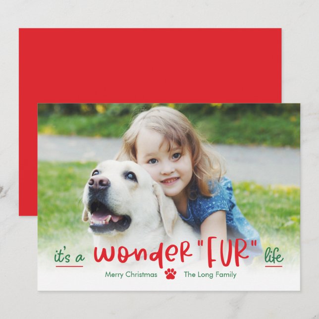Wonderfur Life Husdjurs Jul Fotokort Julkort (Fram/baksida)