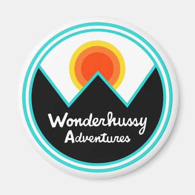 Wonderhussy Äventyr Round Retro Sunset Magnet (Framsidan)