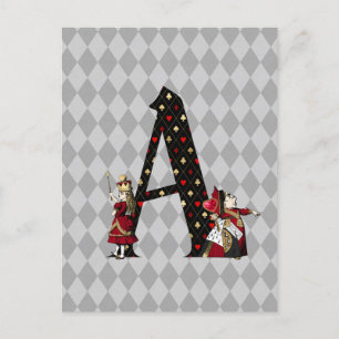 Wonderland Alice & Queen of Hearts Brev A Vykort