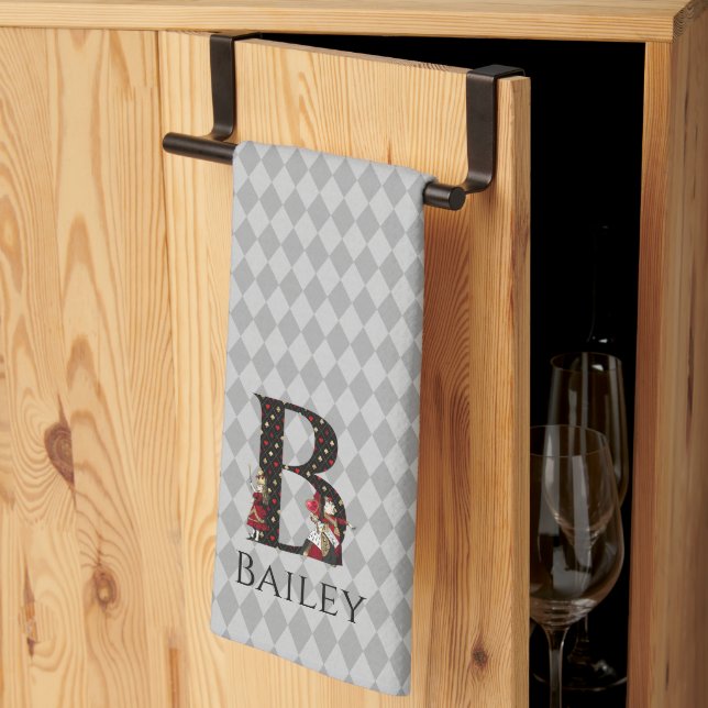 Wonderland Alice & Queen of Hearts Brev B Kökshandduk (Thirds Fold)