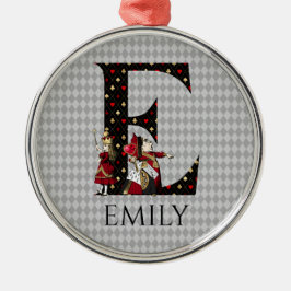 Wonderland Alice & Queen of Hearts Brev E Julgransprydnad Metall