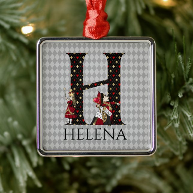 Wonderland Alice & Queen of Hearts Brev H Julgransprydnad Metall (Träd)