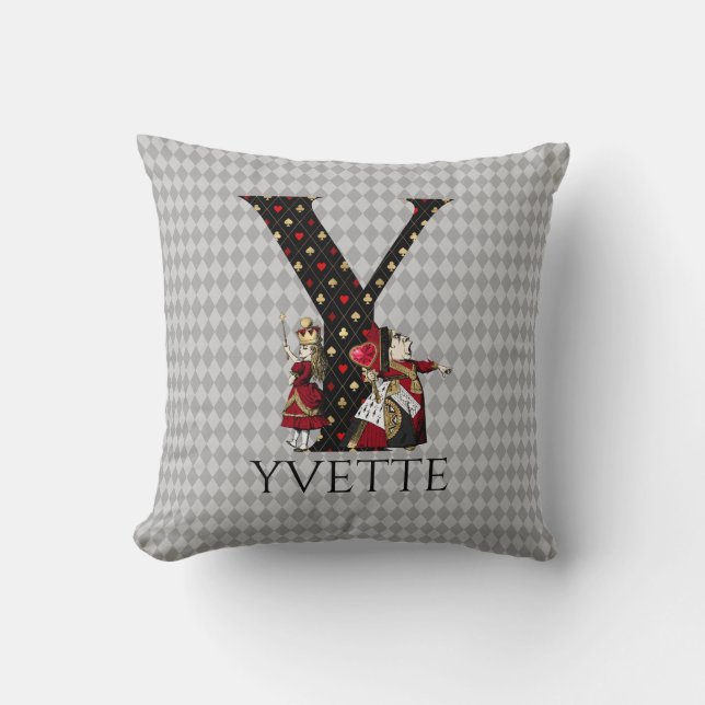Wonderland Alice & Queen of Hearts Brev Y Kudde (Framsida)