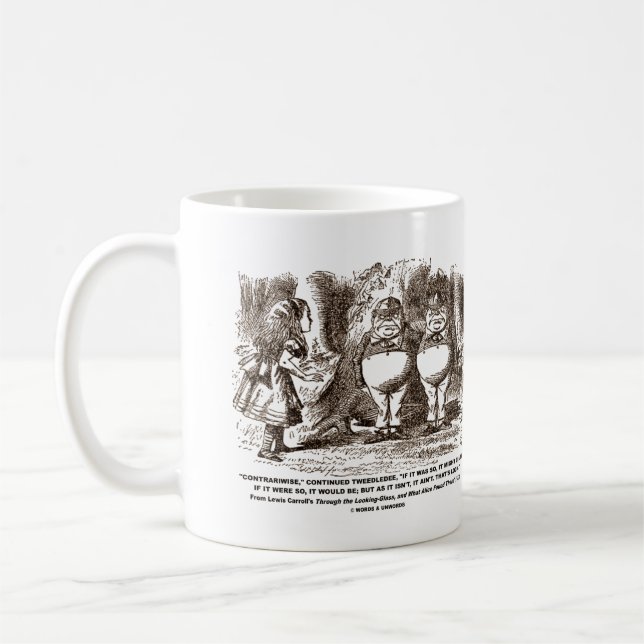 Wonderland Alice Tweedledum Tweedledee Logic Qte Kaffemugg (Vänster)