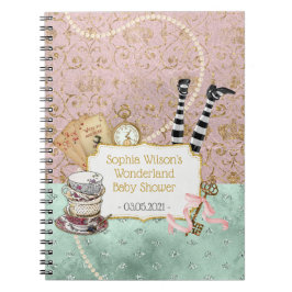 Wonderland Baby Shower Spiral Photo Anteckningsbok