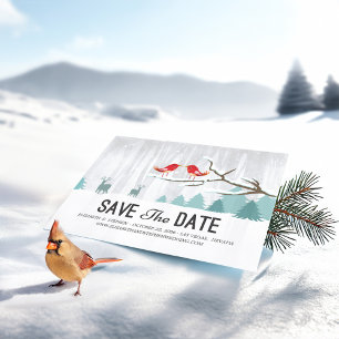 Wonderland Birds Hjort Winter bröllop Spara datum Meddelande Vykort
