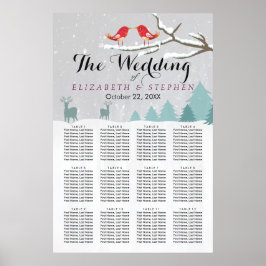 Wonderland Birds Hjort Winter Wedding Sittschema Poster