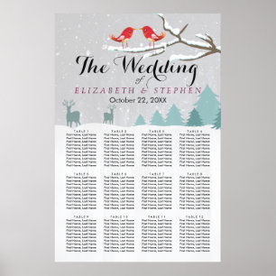 Wonderland Birds Hjort Winter Wedding Sittschema Poster