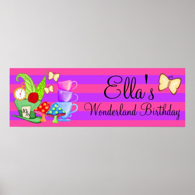 Wonderland Birthday Banner Poster (Framsidan)