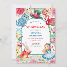 Wonderland Birthday-inbjudan