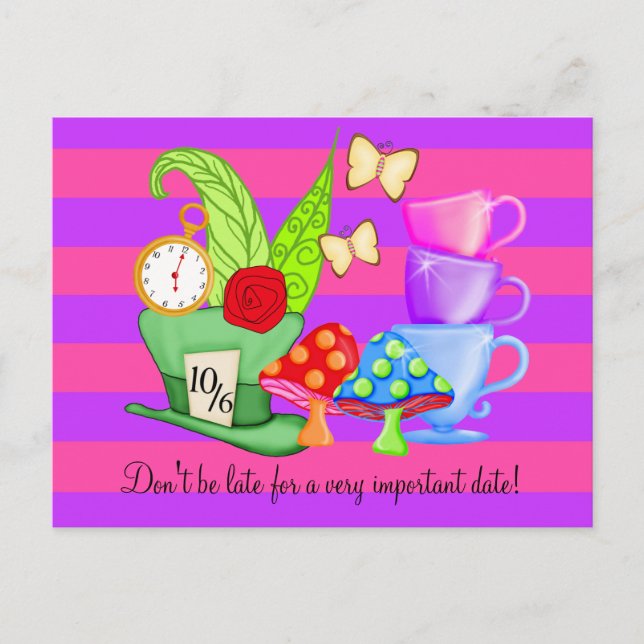 Wonderland Birthday Postcard Vykort (Framsida)