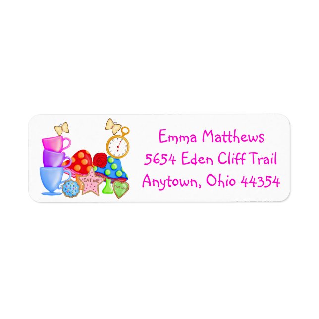 Wonderland Birthday Returetiketters Returadress Etikett (Framsidan)