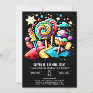 Wonderland Candyland Anpassningsbar Birthday Inbjudningar