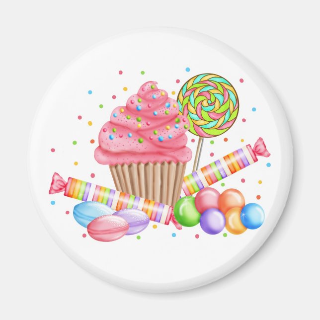 Wonderland Cuptårta Candy Lollipop Sweet Tarts Magnet (Framsidan)