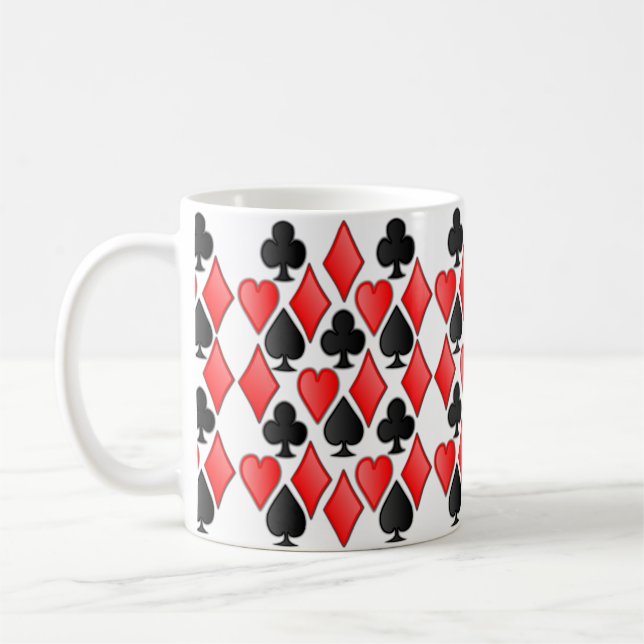 Wonderland Diamant Spader Hjärtan och Klöver Tryck Kaffemugg (Vänster)