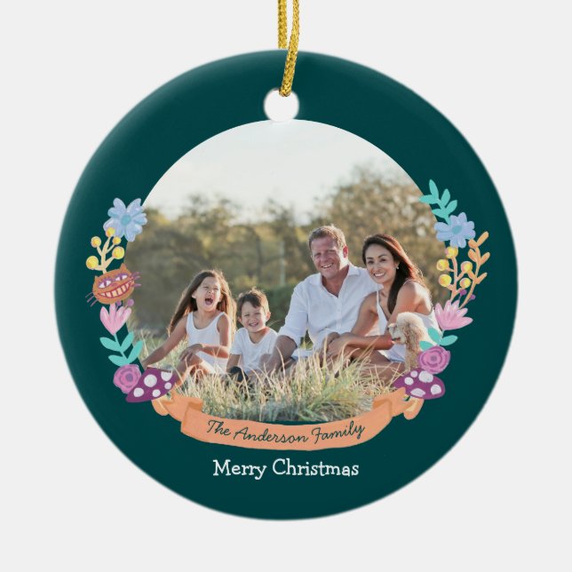 Wonderland Dreamer blommigt wandement_grönt Julgransprydnad Keramik (Framsidan)