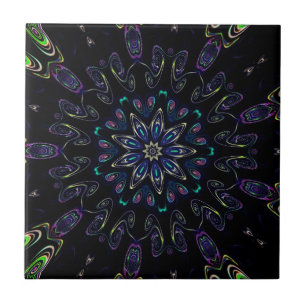 Wonderland galen kattunge geometric Black lila Kakelplatta