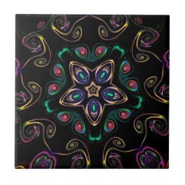 Wonderland galna kattunge geometric Black emerald Kakelplatta