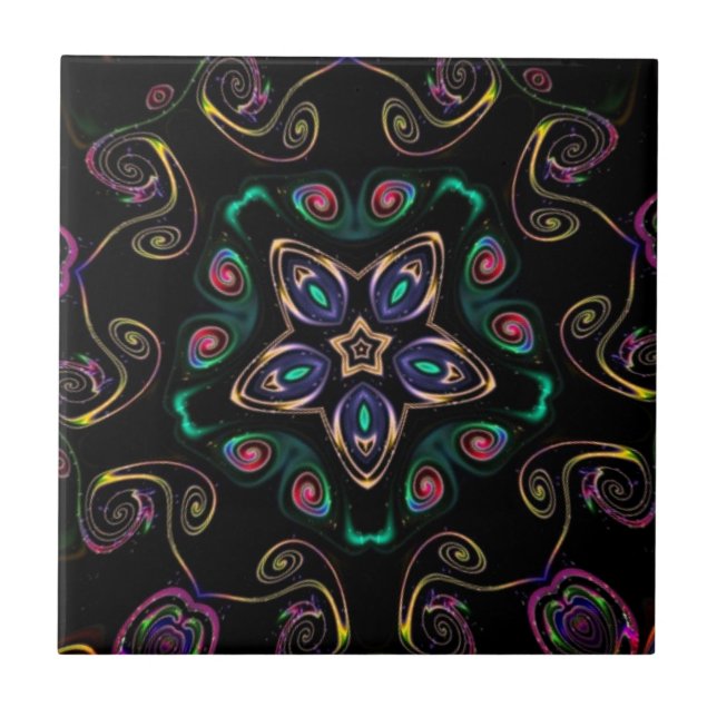 Wonderland galna kattunge geometric Black emerald Kakelplatta (Framsidan)