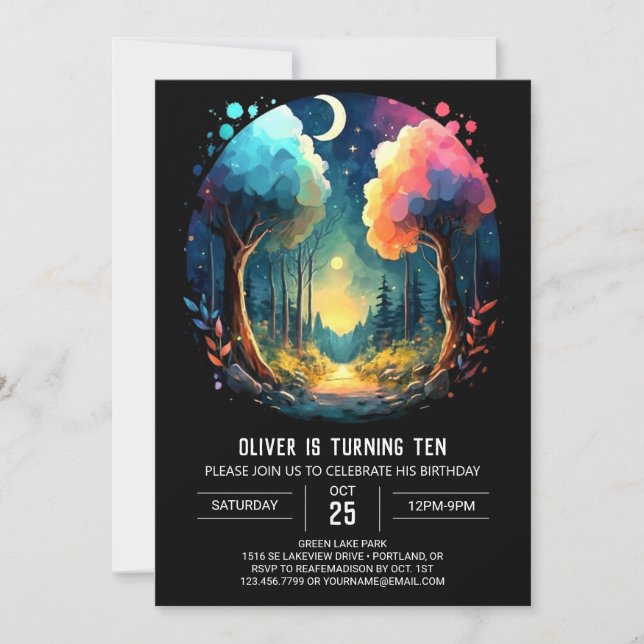 Wonderland Grove Whimsical Birthday Inbjudningar (Framsida)