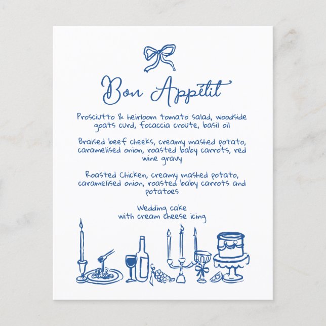 WONDERLAND Hand plockade Editable Bröllop Menu (Framsida)