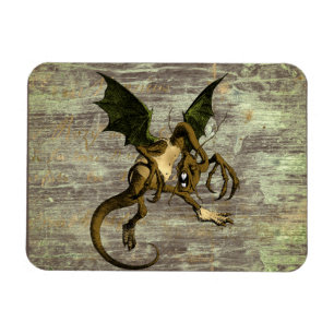 Wonderland Jabberwocky on Distress Wood Magnet