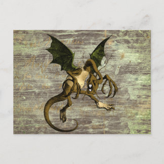 Wonderland Jabberwocky on Distress Wood Vykort