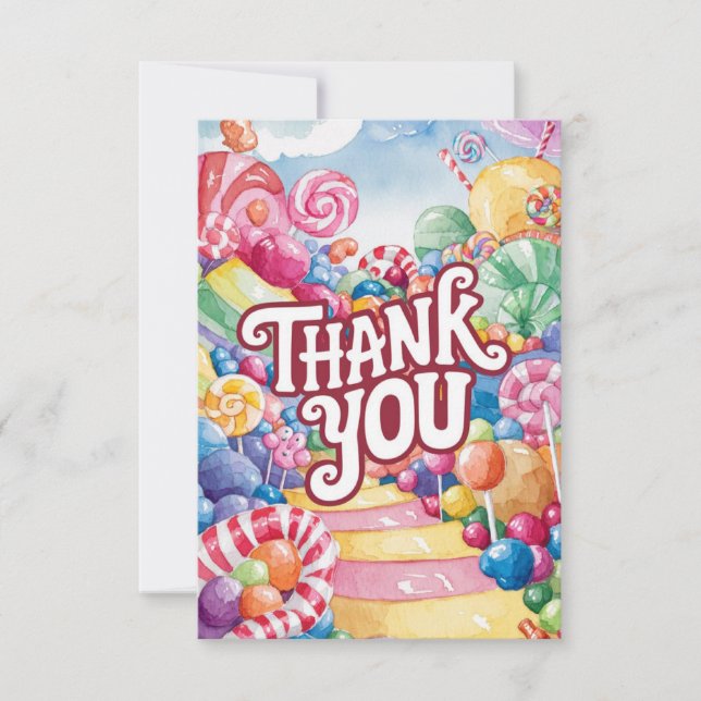 Wonderland Lollipop Candyland tack du kort (Framsida)