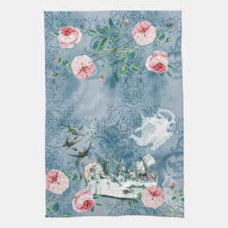 Wonderland Mad Tea Party Blue Rosa Tea Towel Kökshandduk
