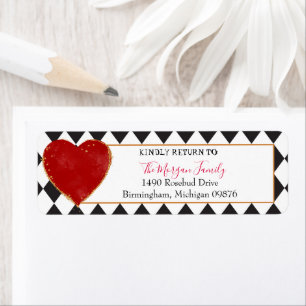 Wonderland Mad Tea Party Queen of Hearts Adress Returadress Etikett