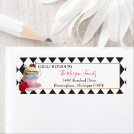 Wonderland Mad Tea Party Tea Kopp Adress Returadress Etikett